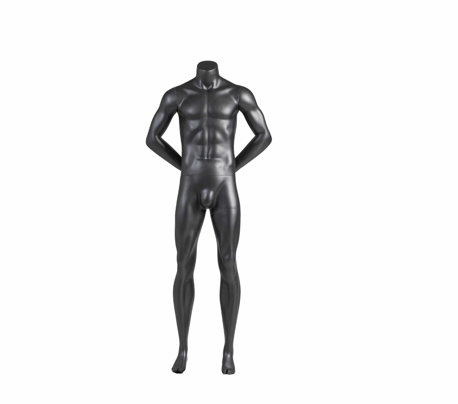 Mannequin masculin de sport musclé sans tête en fibre de verre mains derrière le dos pour l'affichage de vêtements de sport